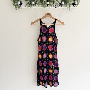 H&M Coachella Collection Multicolored Crochet Dress Size 4 Women's 86983